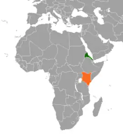Map indicating locations of Eritrea and Kenya