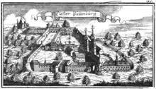 Engraving of the monastery from the "Churbaierischen Atlas" of Anton Wilhelm Ertl 1687