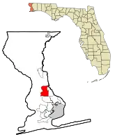 Location in Escambia County and the state of Florida