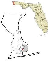 Location in Escambia County and the state of Florida