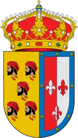 Coat of arms of Alcanadre. La Rioja, Spain, depicting heads of slain Muslims after the Reconquista