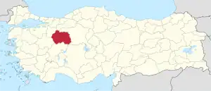 Location of the province within Turkey