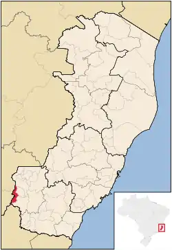 Location of Dores do Rio Preto in the State of Espírito Santo