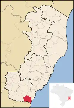 Location of Presidente Kennedy in the State of Espírito Santo