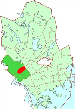 Location of Kauklahti within Espoo