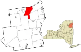 Location in Essex County and the state of New York.