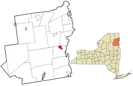 Location in Essex County and the state of New York