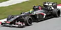 Esteban Gutiérrez driving the Sauber C32 at the 2013 Malaysian Grand Prix.