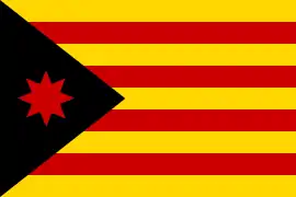 Anarchist estelada, with an eight-pointed star, each representing the 8 regions of the Catalan Countries