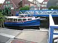 Launch "Nordsee VII" passing the swing bridge at Jork-Estebrügge