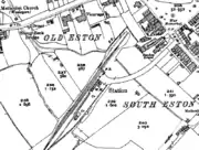 Map of Eston railway station and its surroundings in 1928, the year before its closure