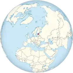 Location of Estonia in northern Europe.