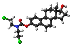 Ball-and-stick model of the estramustine molecule