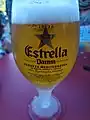 A cold glass of Estrella Damm in Madrid, Spain