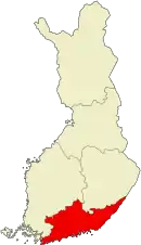 Location of Southern Finland Province
