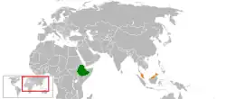 Map indicating locations of Ethiopia and Malaysia