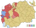 Municipalities in North Macedonia colored according to the ethnic affiliation of the total enumerated population, 2021 census