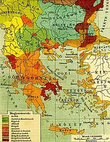 The nationalities of southeastern Europe according to Pallas Nagy Lexikona, 1897.