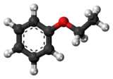 Ball-and-stick model of the ethyl phenyl ether molecule
