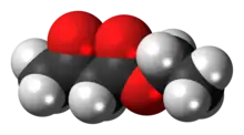 Space-filling model of the ethyl acetoacetate molecule