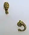 Etruria, goldsmiths of the classical and late classical period, 4th-2nd century BC, earrings with leonin protomes from cerveteri