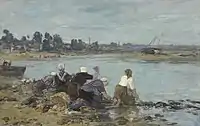 Eugène Boudin, Laveuses au bord de la Touques,  	between 1888 and 1895