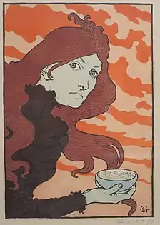 Eugène Grasset, La Vitrioleuse ("The Acid Thrower") 1894, lithograph with hand-stencilled colours.