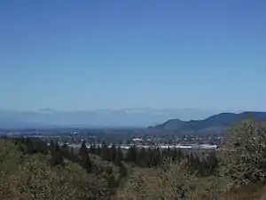 Springfield as seen from Mount Pisgah, looking north, with some of Eugene in the west