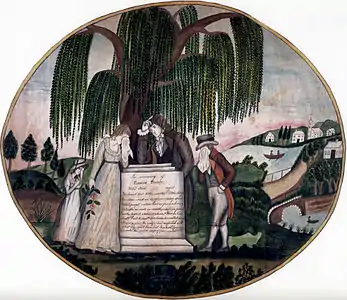Eunice Pinney memorial, executed in 1813. Watercolor on paper, 42 x 49 cm, Museum of Fine Arts, Boston