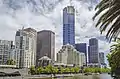 Eureka Tower seen from a bridge over the Yarra River