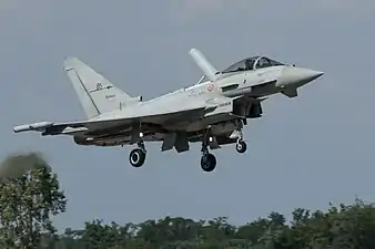 Typhoon showing extended airbrake which causes significant fin buffet