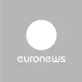 June 2008 – May 2016: white lowercase word "euronews" on a neutral grey background featuring a white circle symbolizing both the world and star circle on the flag of Europe.