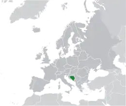 Location of Bosnia and Herzegovina (green)in Europe (dark grey)