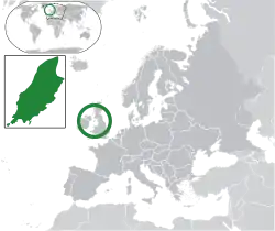 Location of the Isle of Man in Europe