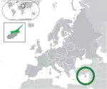 Map showing Northern Cyprus in Europe