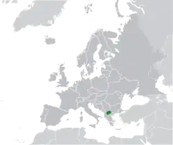 Map showing North Macedonia in Europe