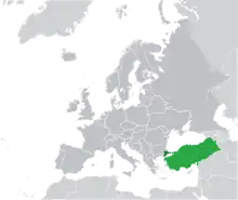 Map showing Turkey in Europe