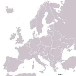 Location of Crete in Europe (modern borders)