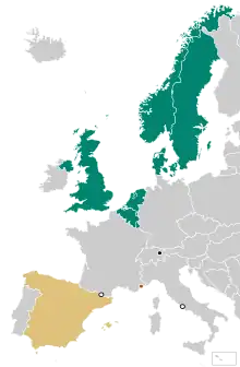 Political Map of Europe with Monarchical states colour-coded