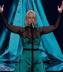 Todevska performing at the Eurovision Song Contest 2019