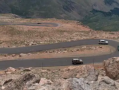 The Mount Evans Scenic Byway approaching the summit