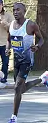 Evans Chebet, elite men's winner, during the race