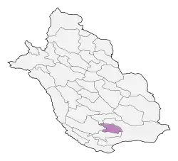 Location of Evaz County in Fars province