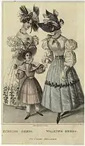 "Evening Dress, Walking Dress", c. 1820s (courtesy New York Public Library)