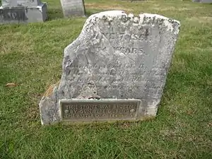 Esaias Jesse Culp's headstone shows battle damage.