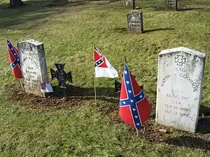 Confederate casualty cenotaphs. Due to local outrage, the remains were re-located to unmarked locations.