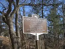 Evergreen Cemetery historic plaque