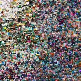 A collage of a large number of digital images which appears abstract unless zoomed in far enough to see the individual images.