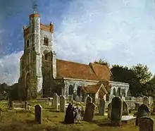 A painting of the old church by William Holman Hunt, 1847
