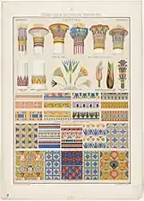 Egyptian patterns, motifs and capitals, unknown illustrator, published by L. Prang & Co., 1874